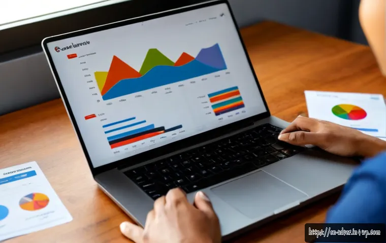 Home 17 고객 행동 예측을 위한 데이터 모델링 기법 - Photorealistic modern analytics workspace, a diverse business analyst studying a clean laptop dashbo...